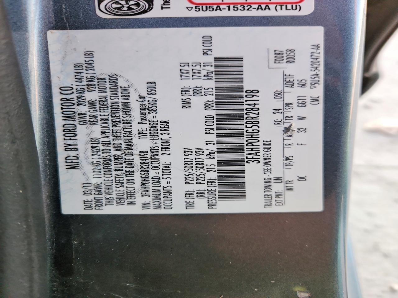 2011 FORD FUSION SE photo 12