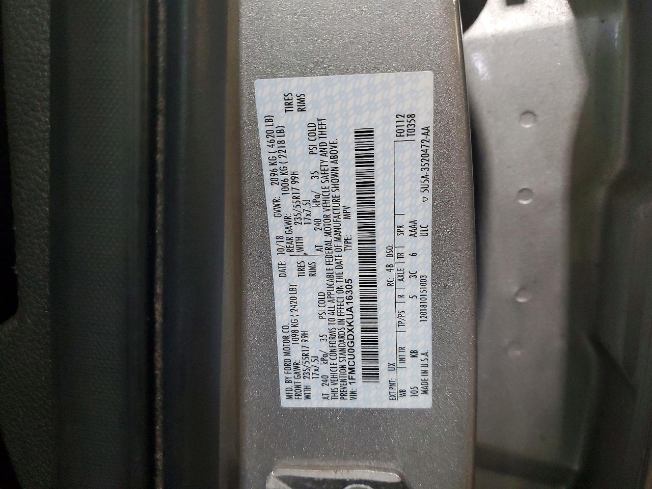 2019 FORD ESCAPE SE photo 14