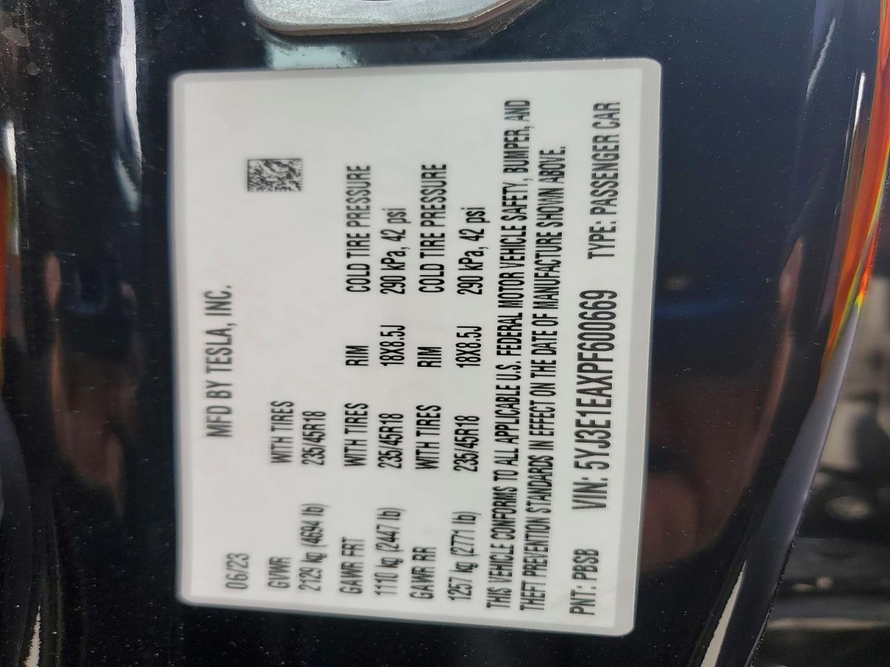 2023 TESLA MODEL 3 photo 34
