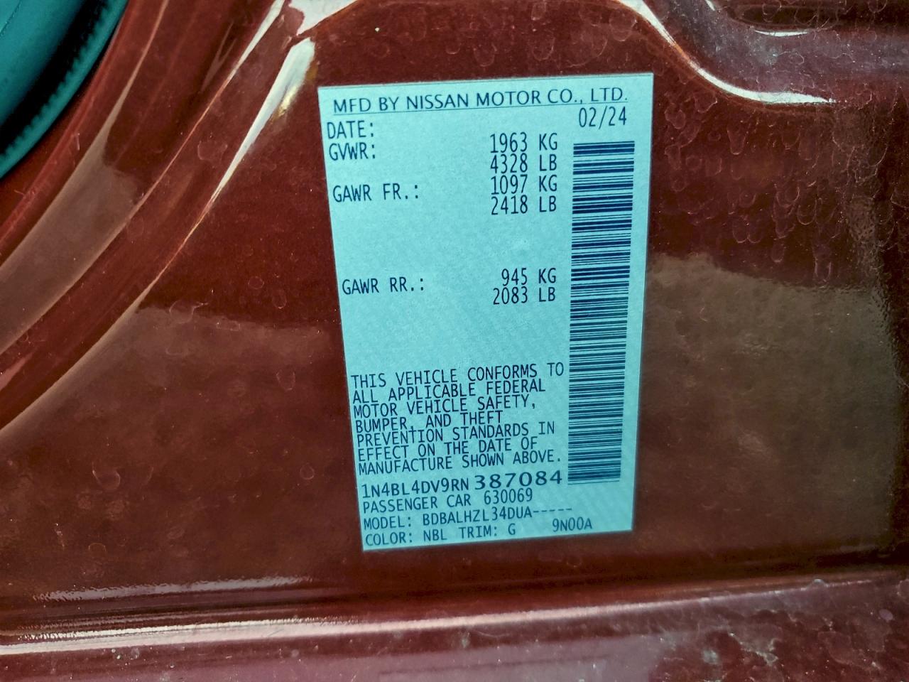 2024 NISSAN ALTIMA SV photo 12