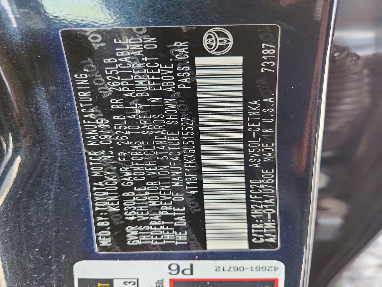2016 TOYOTA CAMRY LE photo 12
