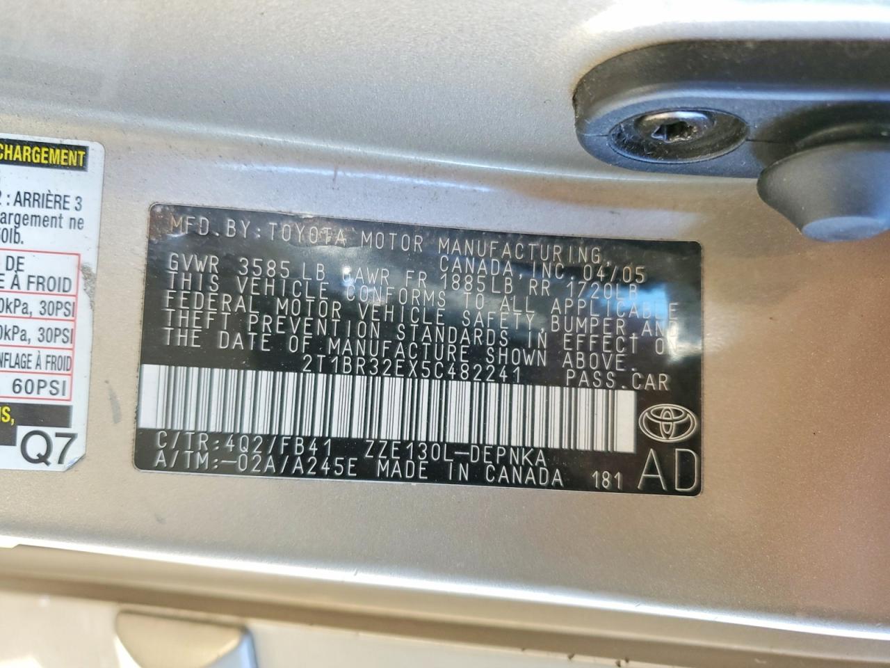 2005 TOYOTA COROLLA CE photo 12