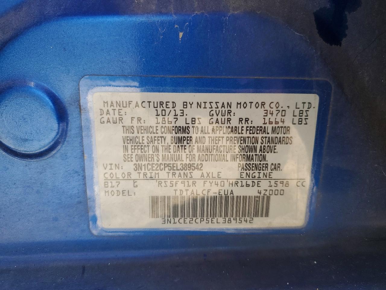 2014 NISSAN VERSA NOTE S photo 13