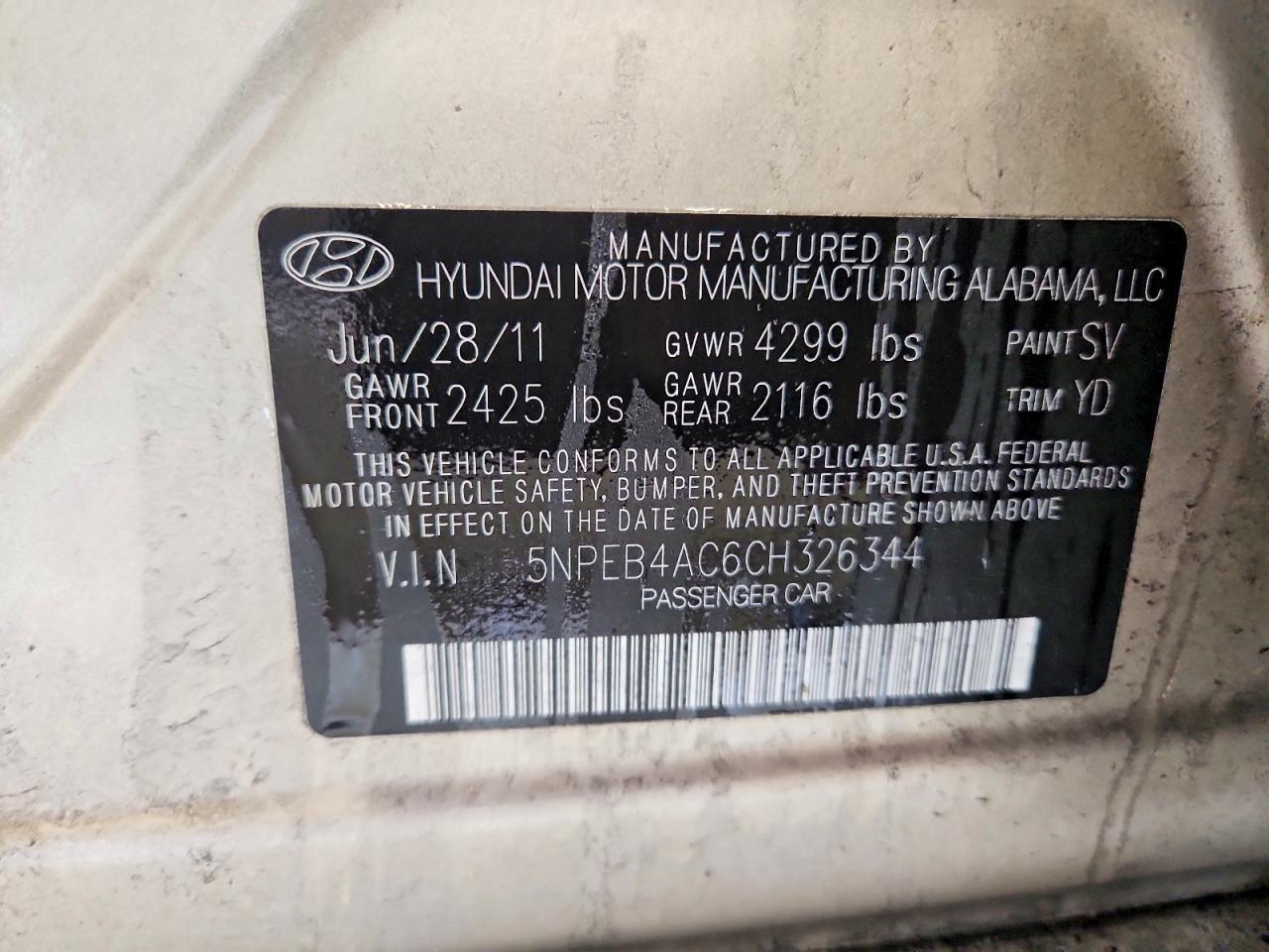 2012 HYUNDAI SONATA GLS photo 12