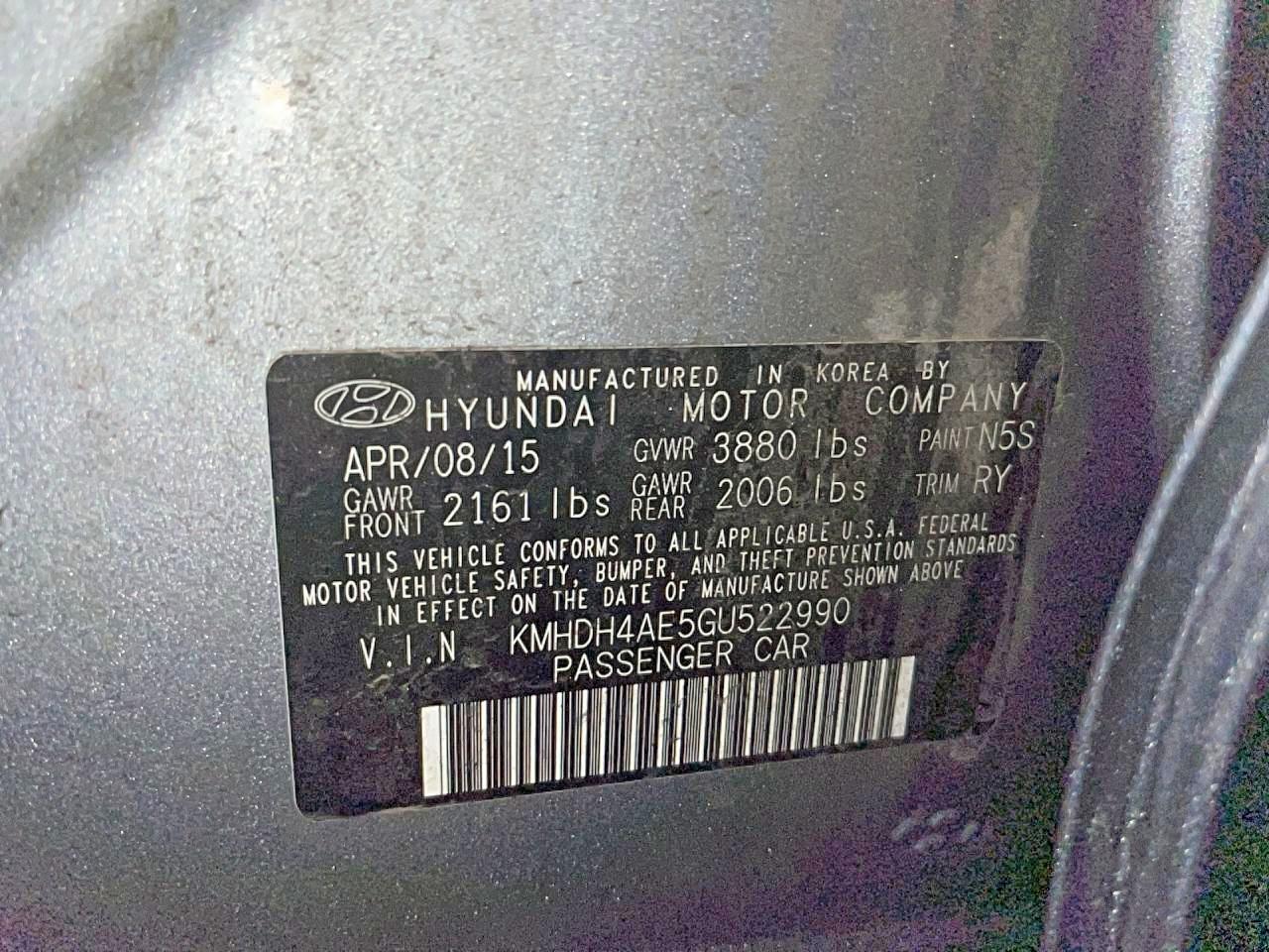 2016 HYUNDAI ELANTRA SE photo 12