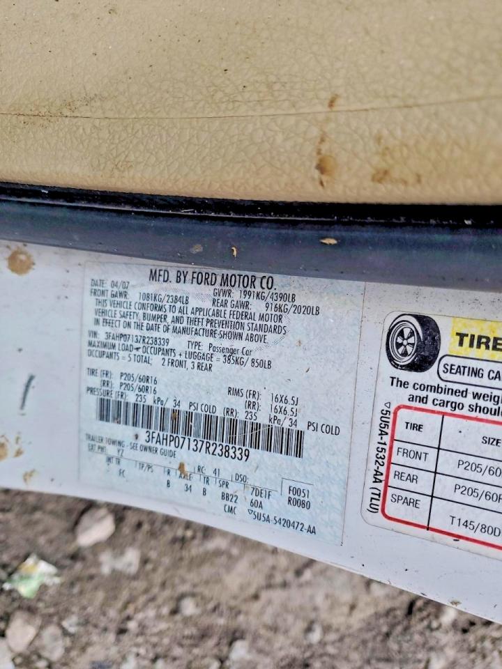 2007 FORD FUSION SE photo 12
