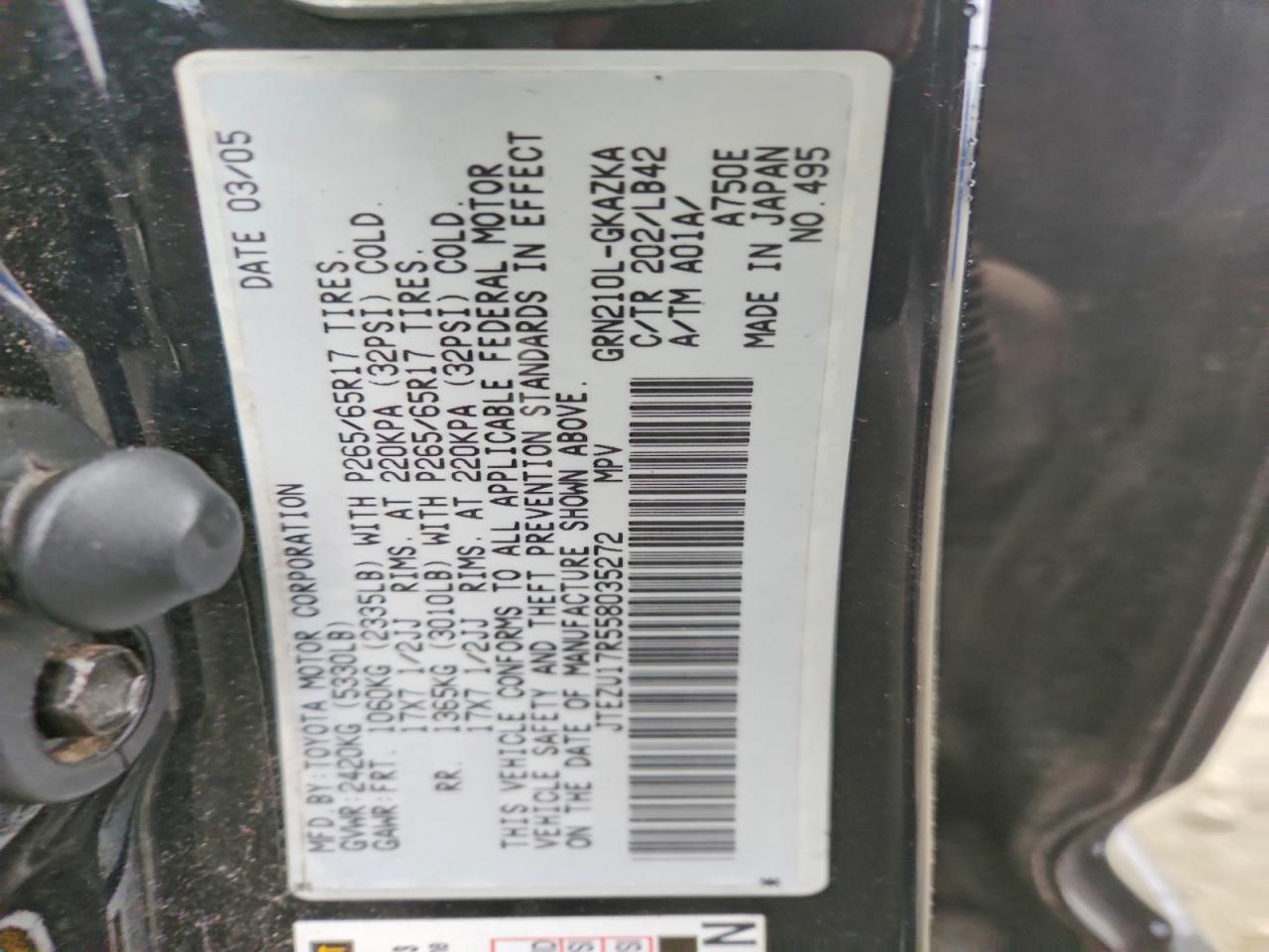 2005 TOYOTA 4RUNNER LIMITED photo 45