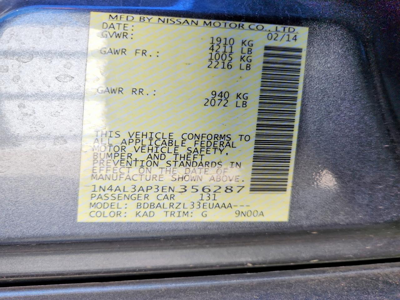 2014 NISSAN ALTIMA 2.5 photo 12