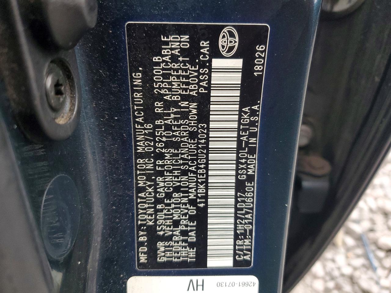 2016 TOYOTA AVALON XLE photo 13