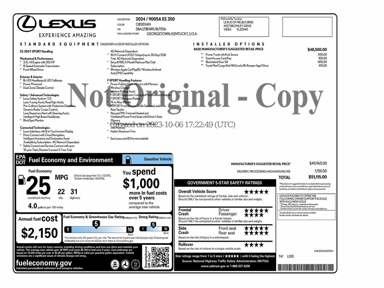 2024 LEXUS ES 350 F SPORT HANDLING photo 10