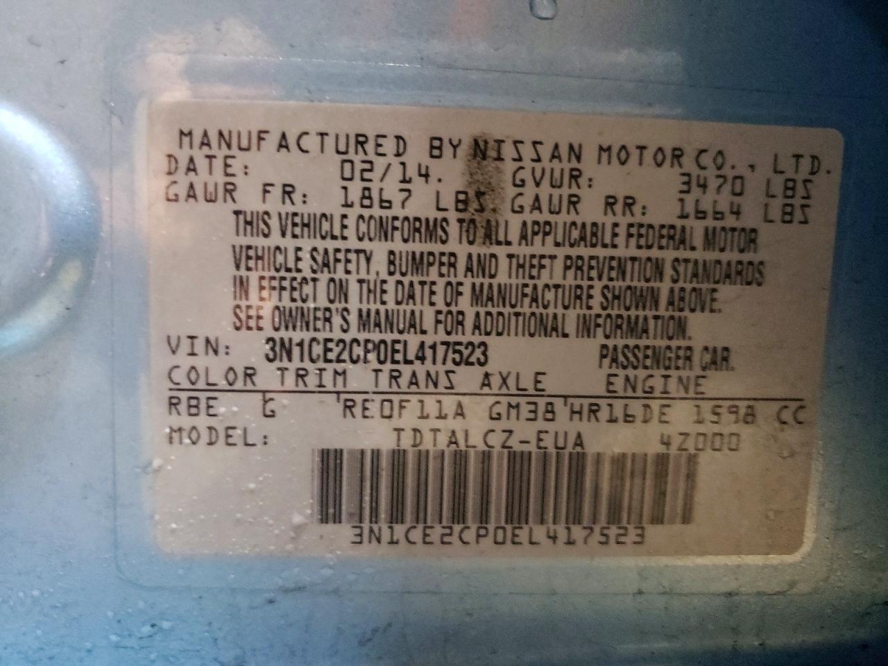 2014 NISSAN VERSA NOTE S photo 12