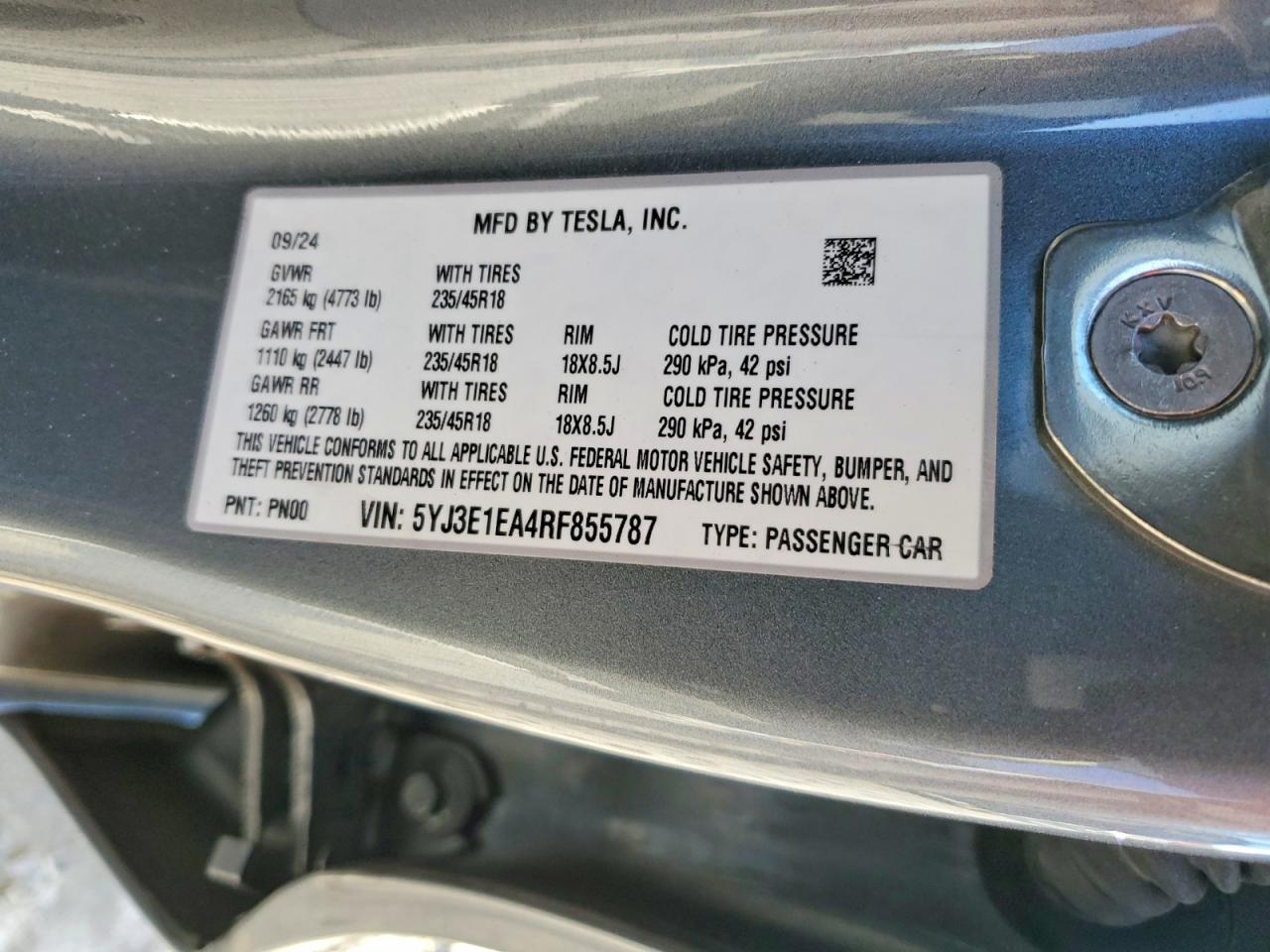 2024 TESLA MODEL 3 photo 12