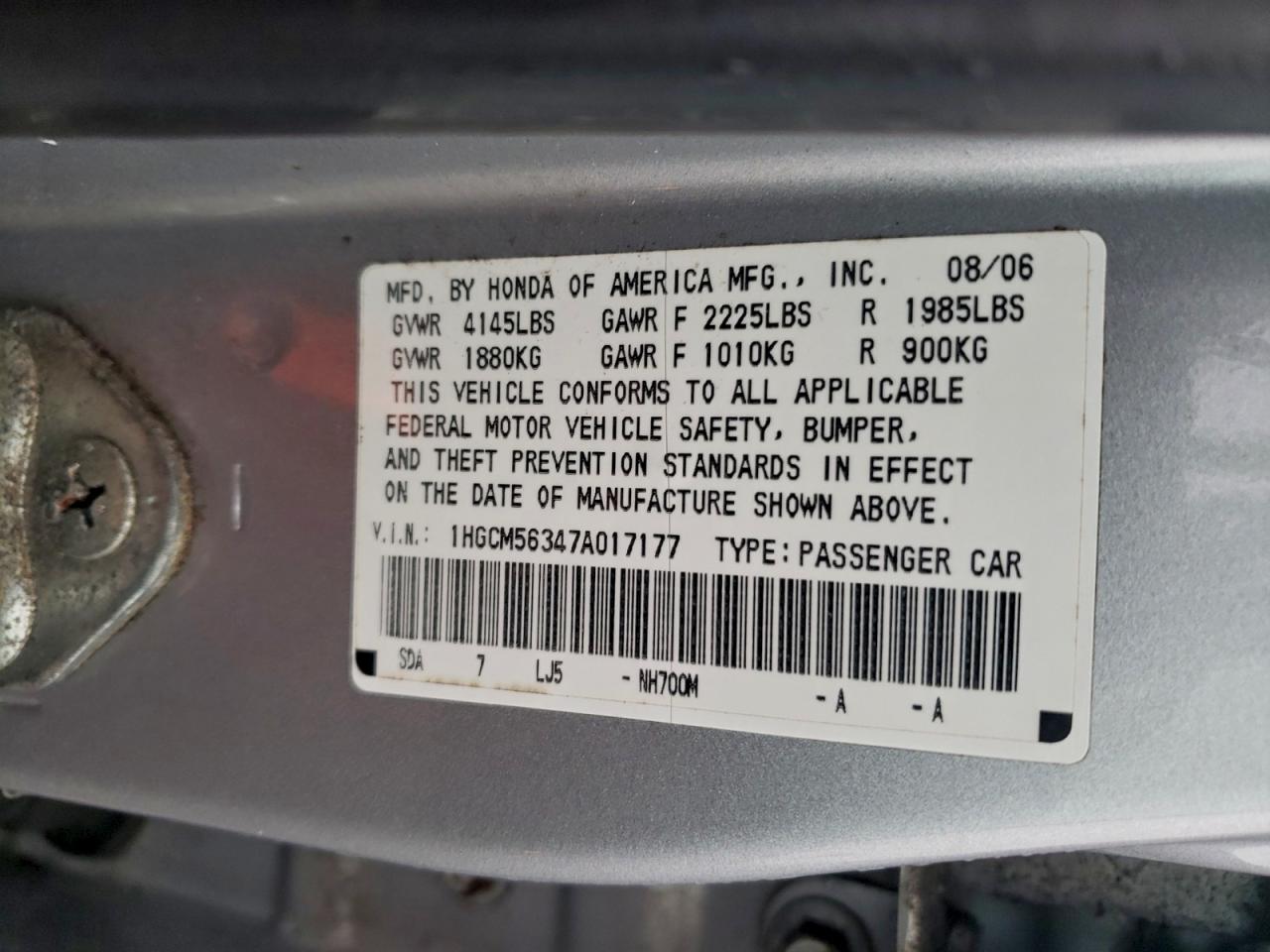 2007 HONDA ACCORD SE photo 12