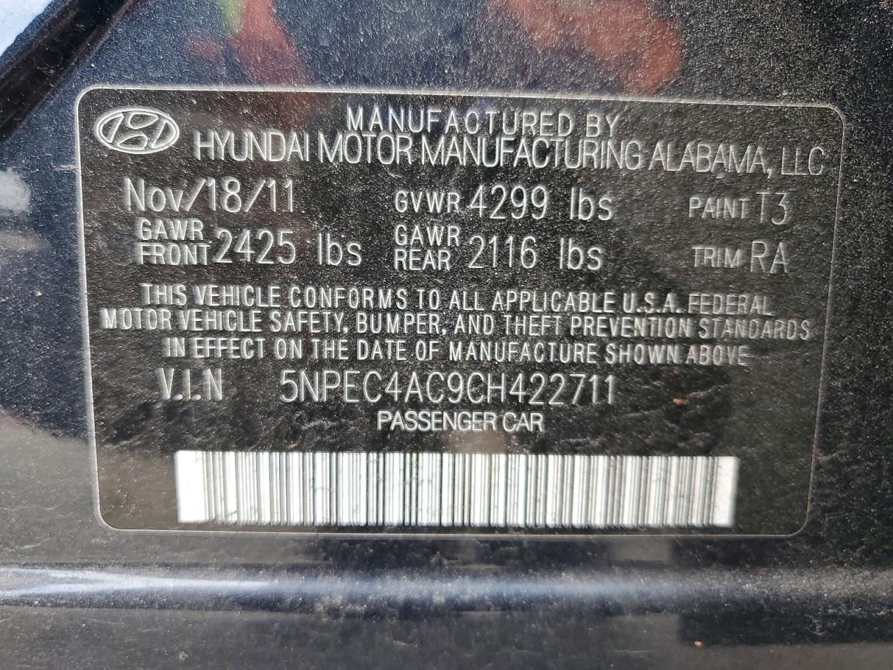 2012 HYUNDAI SONATA SE photo 12