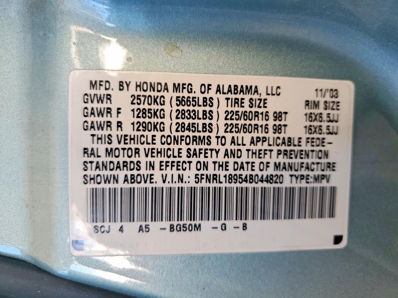 2004 HONDA ODYSSEY EXL photo 13