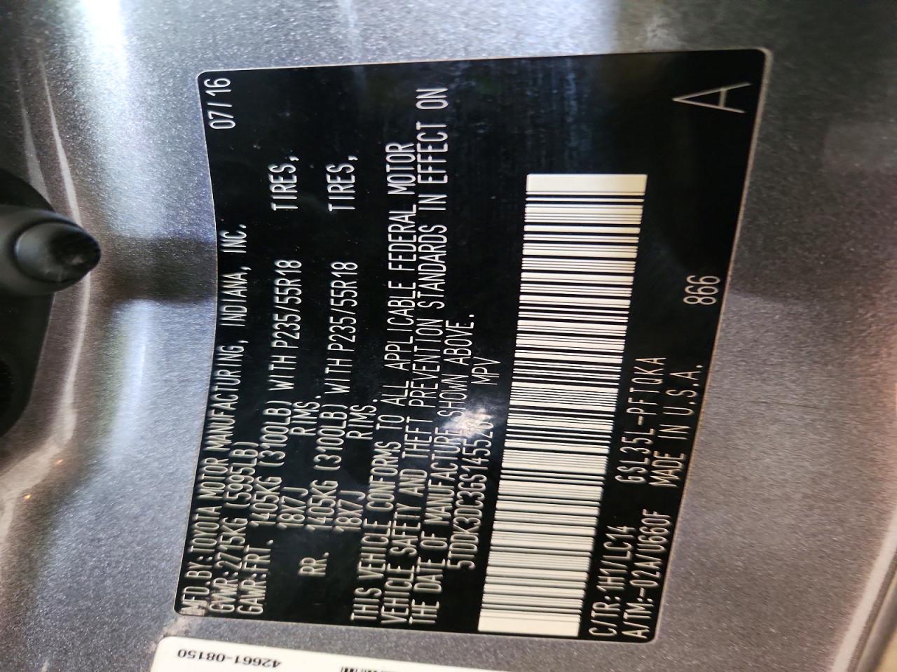 2016 TOYOTA SIENNA XLE 7 PASSENGER photo 14