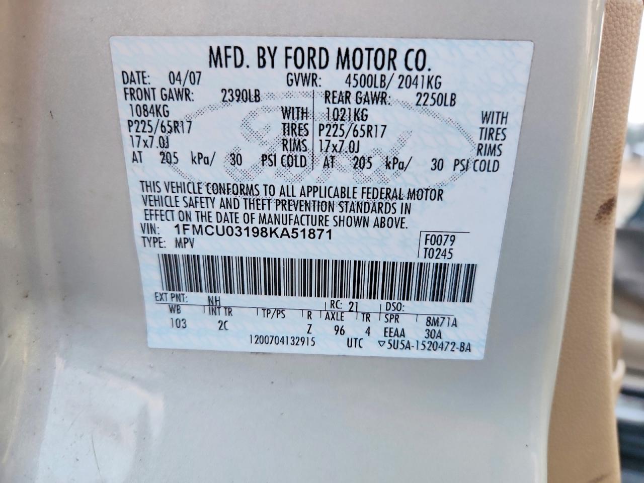 2008 FORD ESCAPE XLT photo 40