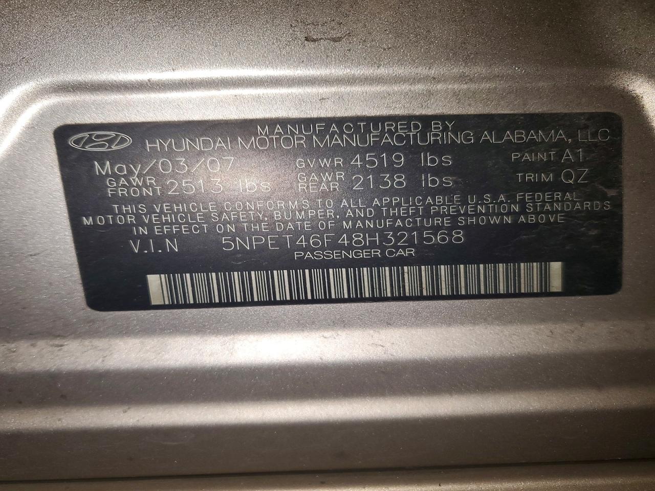 2008 HYUNDAI SONATA GLS photo 12