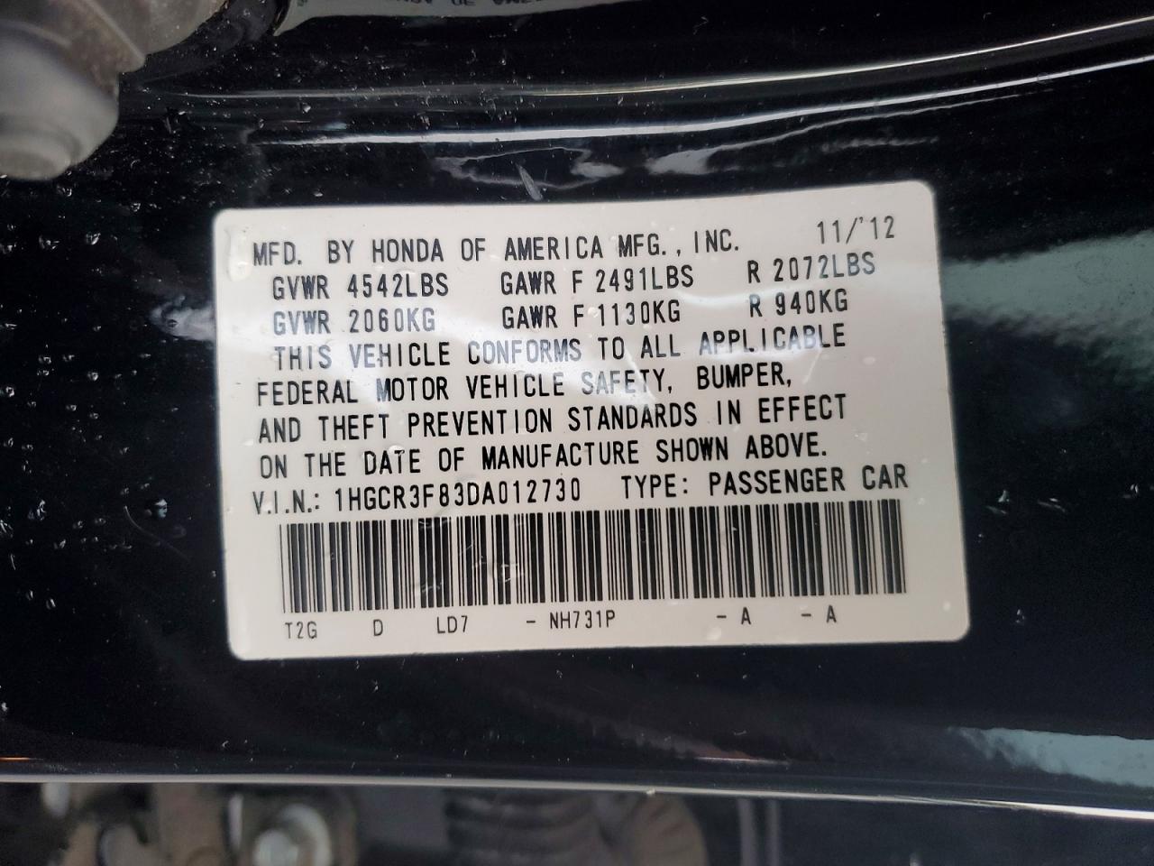 2013 HONDA ACCORD EXL photo 34