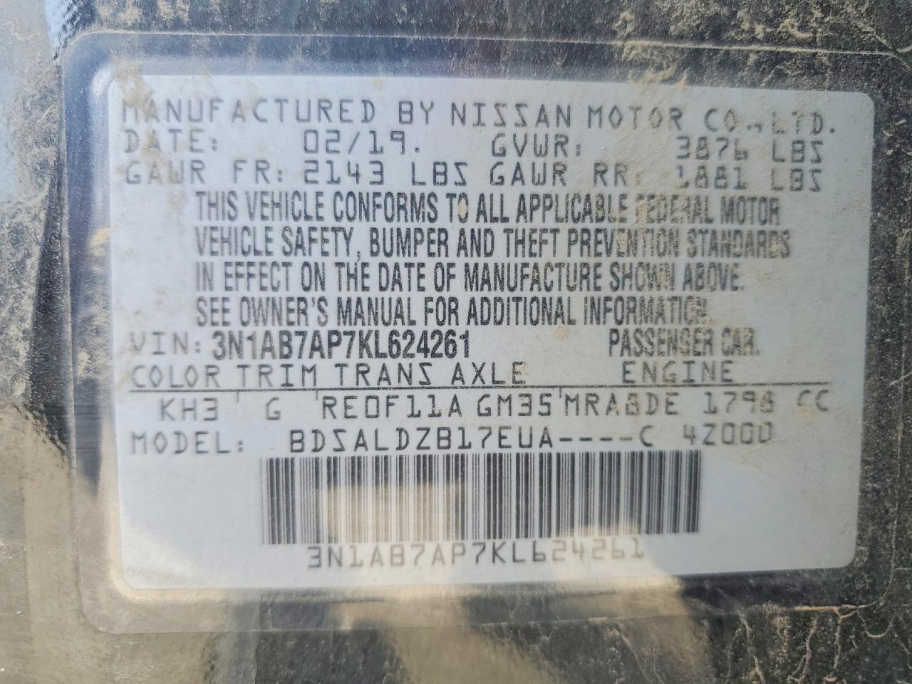 2019 NISSAN SENTRA S photo 13