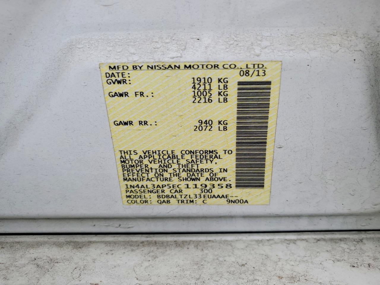 2014 NISSAN ALTIMA 2.5 photo 12