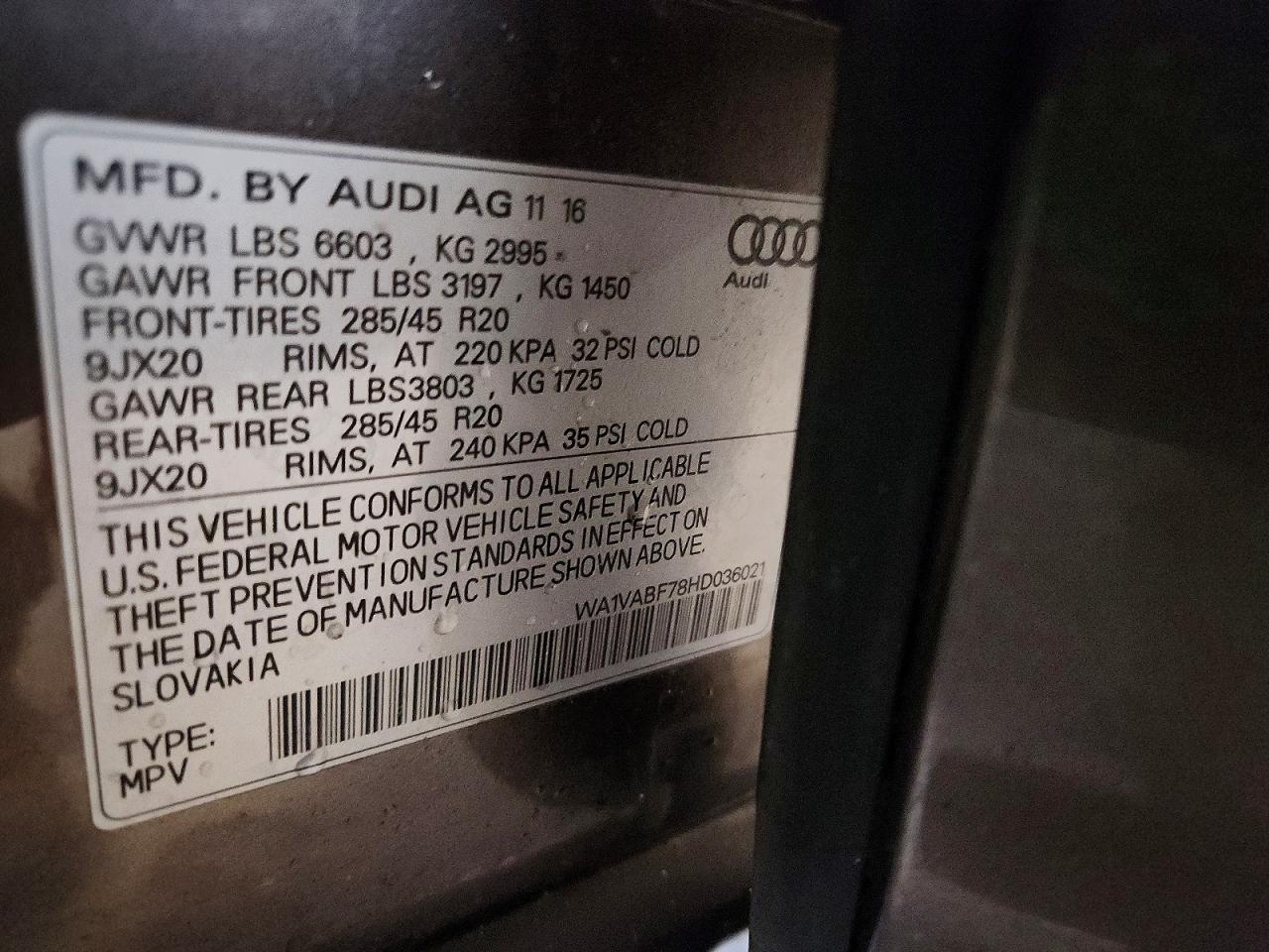 2017 AUDI Q7 PRESTIGE photo 14