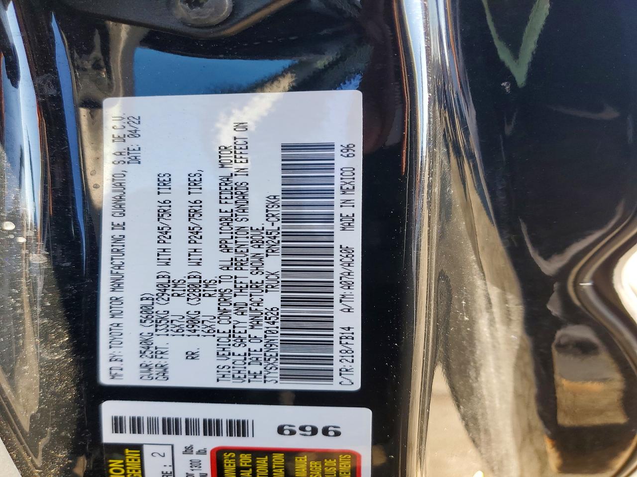 2022 TOYOTA TACOMA ACCESS CAB photo 12