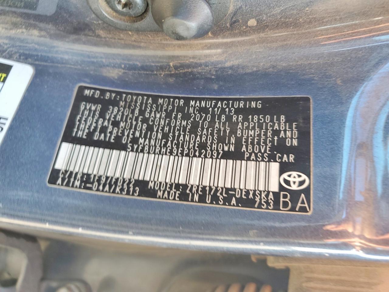 2014 TOYOTA COROLLA L photo 13