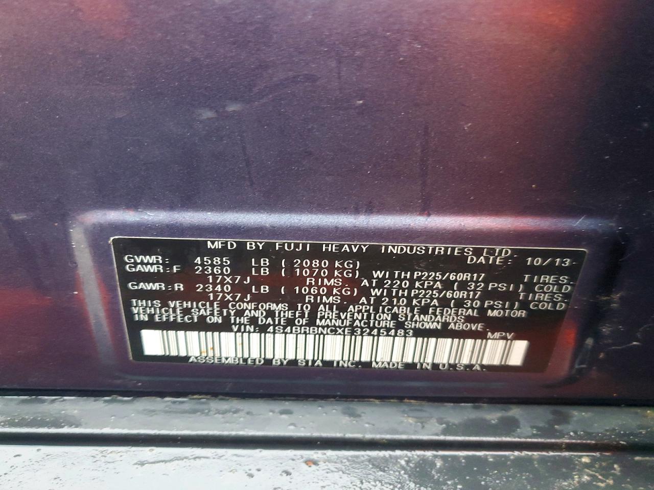 2014 SUBARU OUTBACK 2.5I LIMITED photo 12