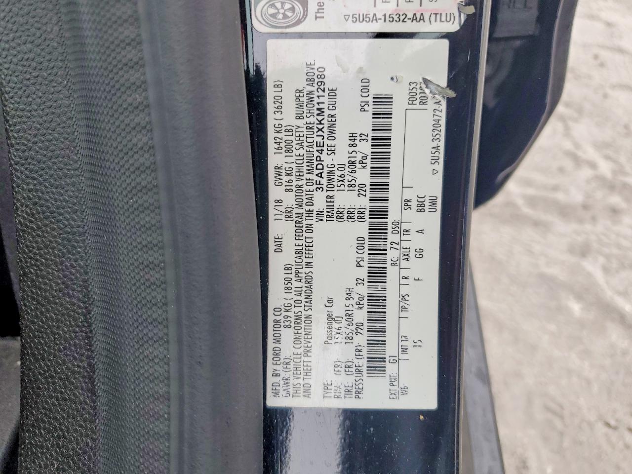 2019 FORD FIESTA SE photo 12