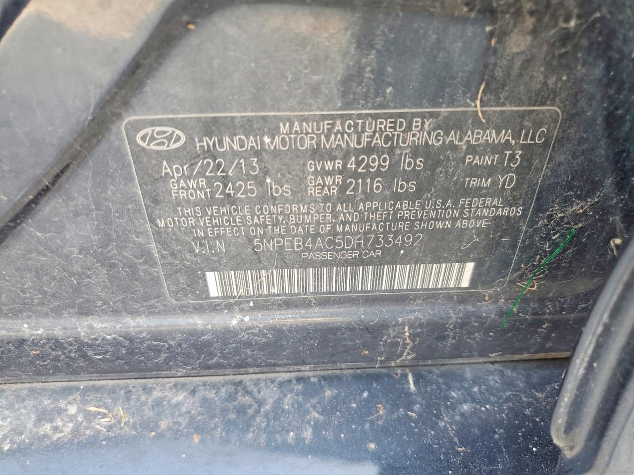 2013 HYUNDAI SONATA GLS photo 12