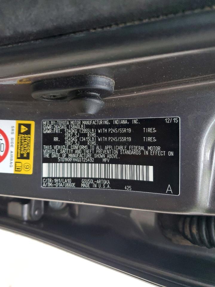 2016 TOYOTA HIGHLANDER LIMITED photo 13