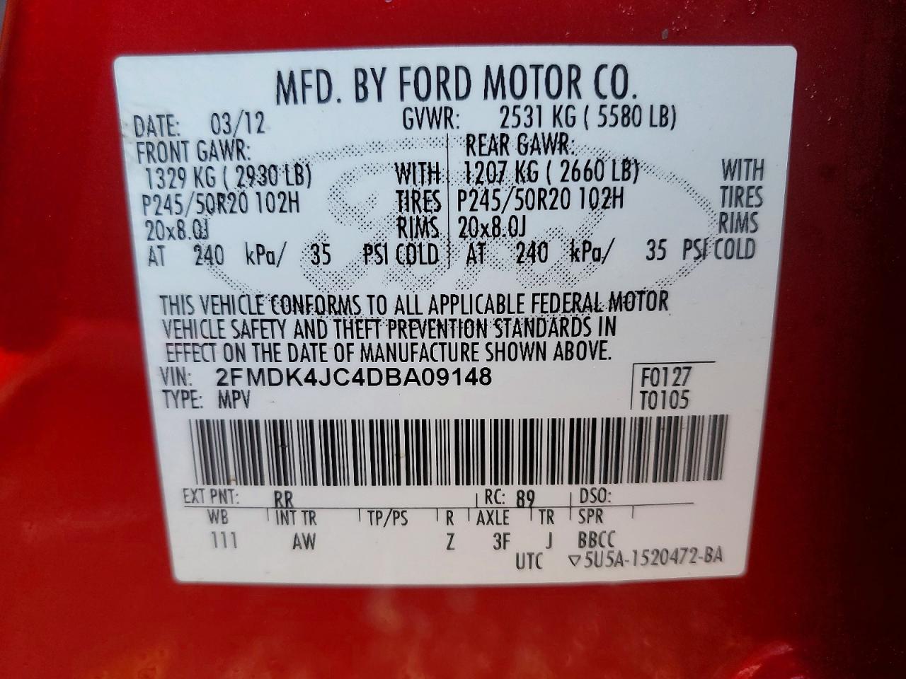 2013 FORD EDGE SEL photo 12