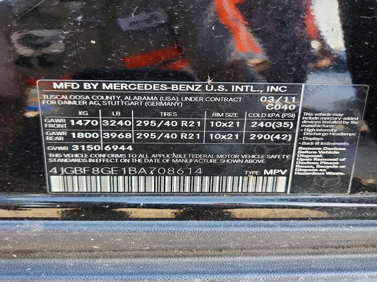 2011 MERCEDES-BENZ GL 550 4MATIC photo 12