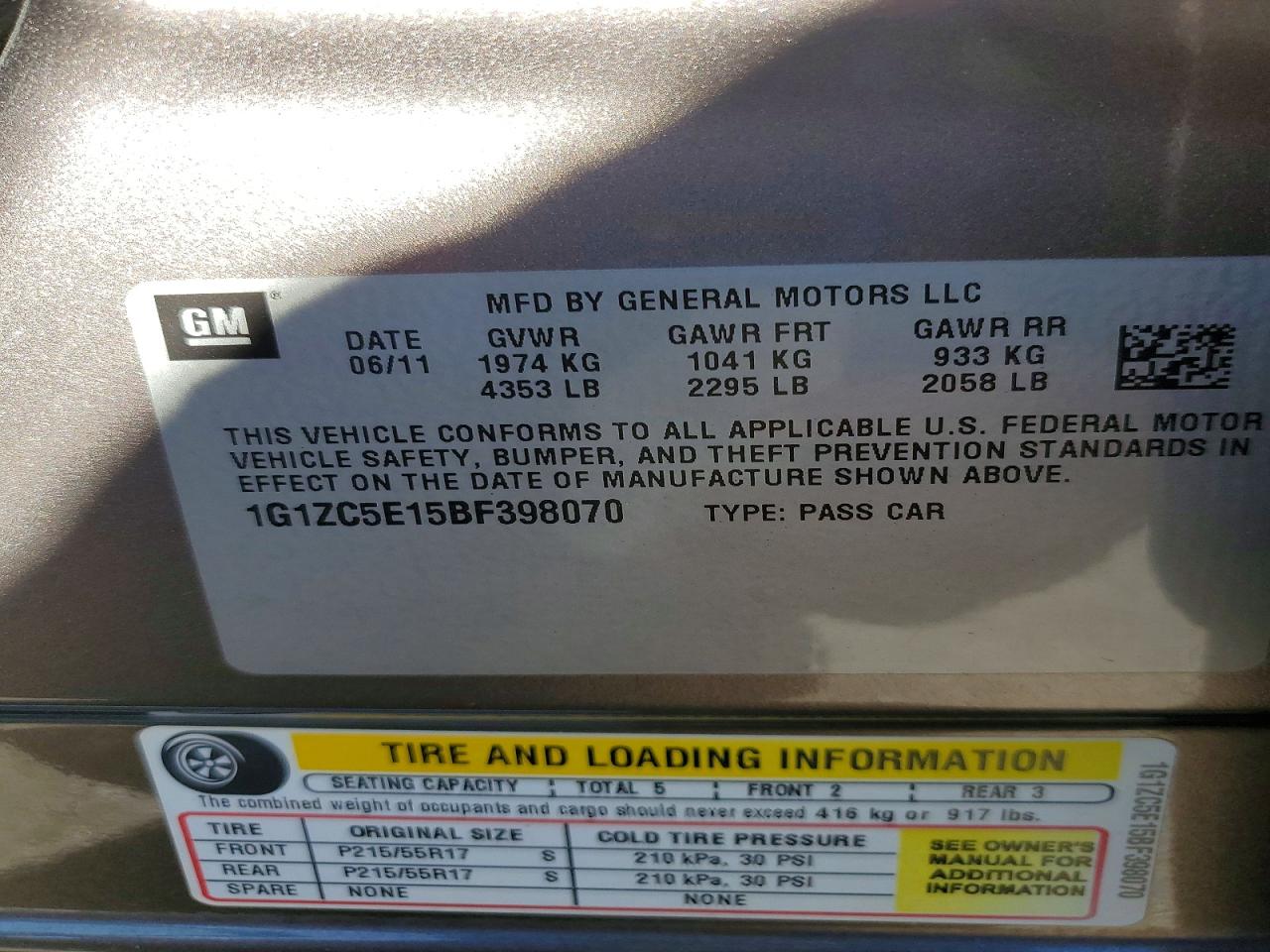 2011 CHEVROLET MALIBU 1LT photo 13