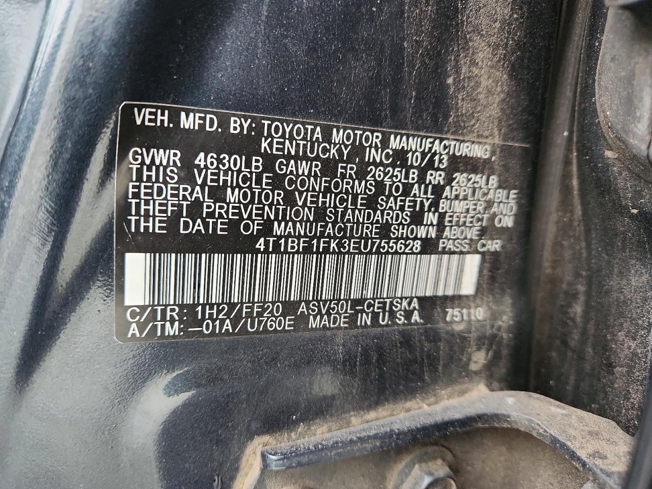 2014 TOYOTA CAMRY L photo 12