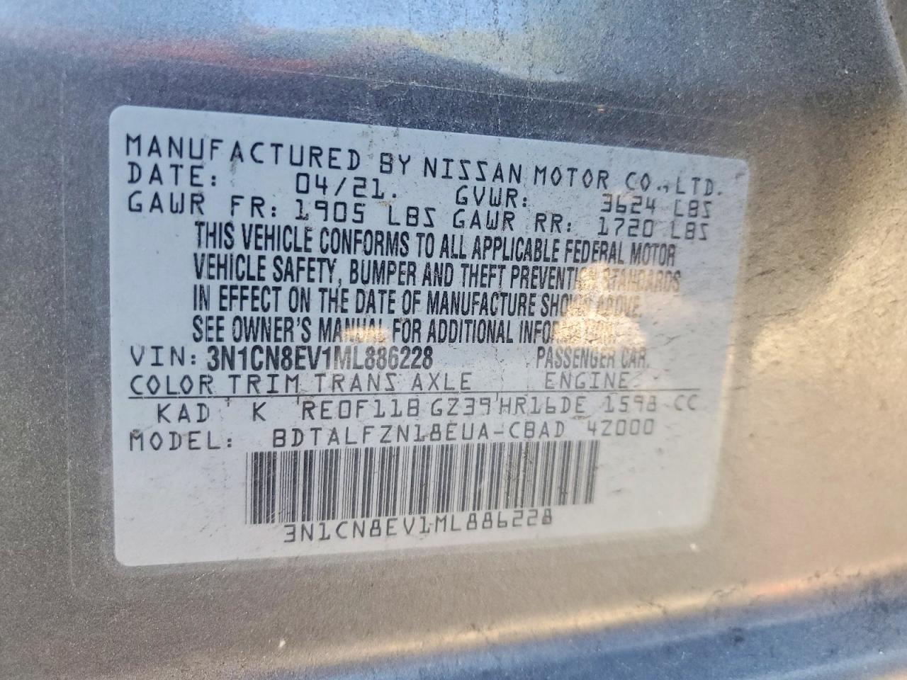 2021 NISSAN VERSA SV photo 12
