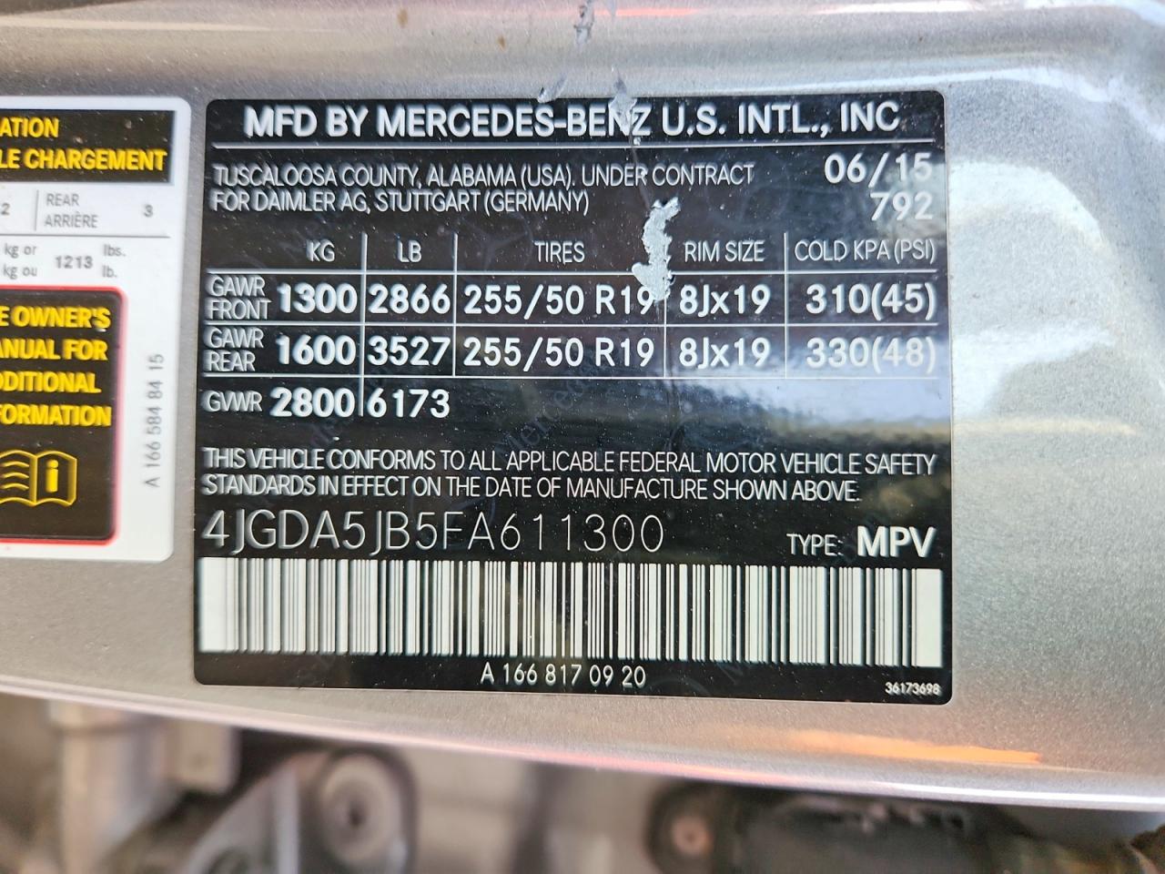 2015 MERCEDES-BENZ ML 350 photo 12