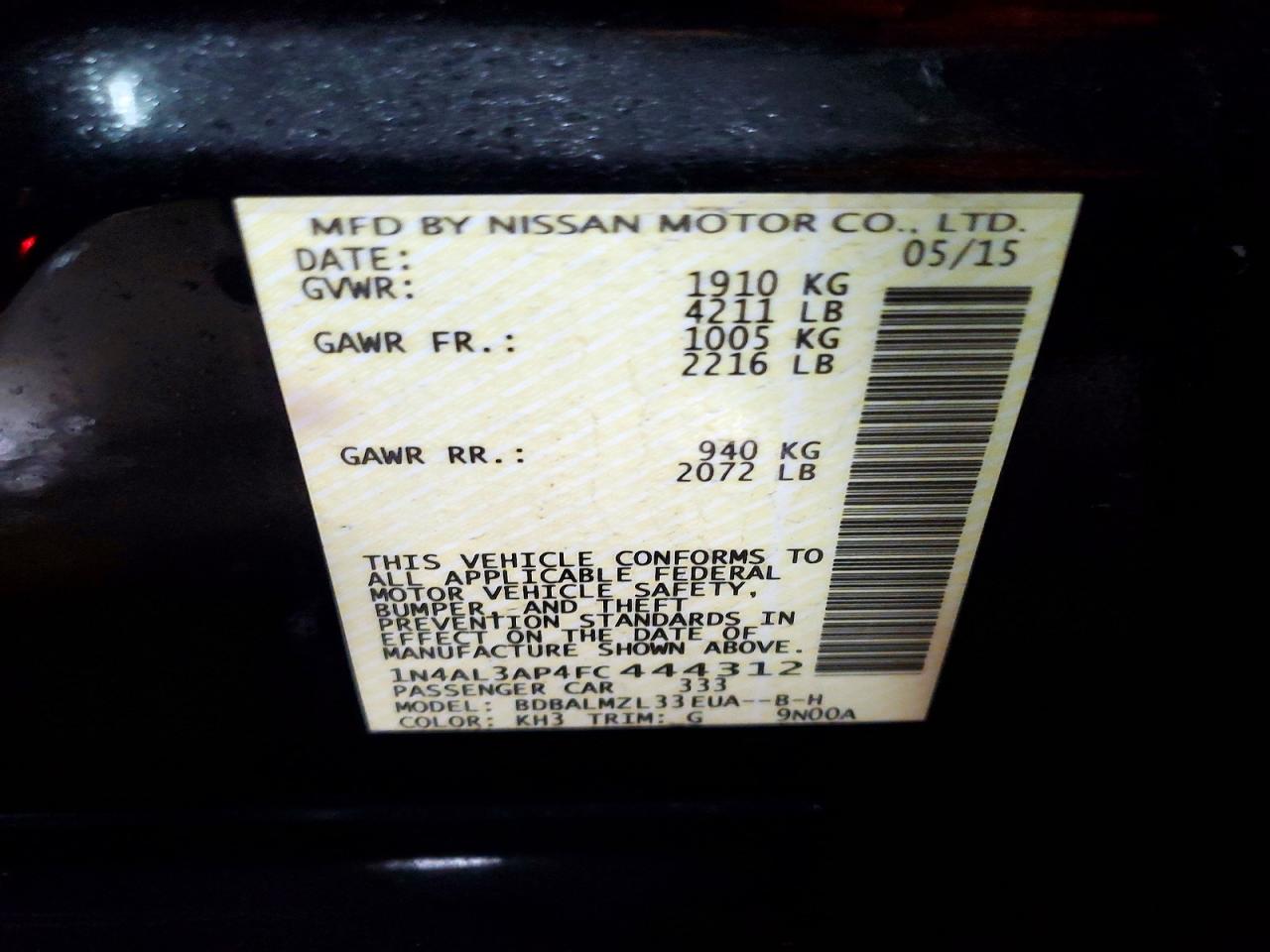 2015 NISSAN ALTIMA 2.5 photo 12