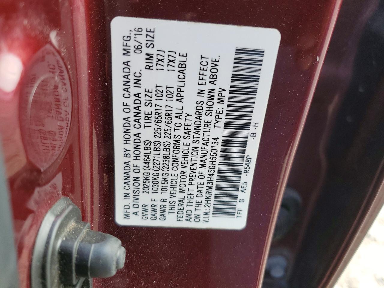 2016 HONDA CR-V SE photo 12