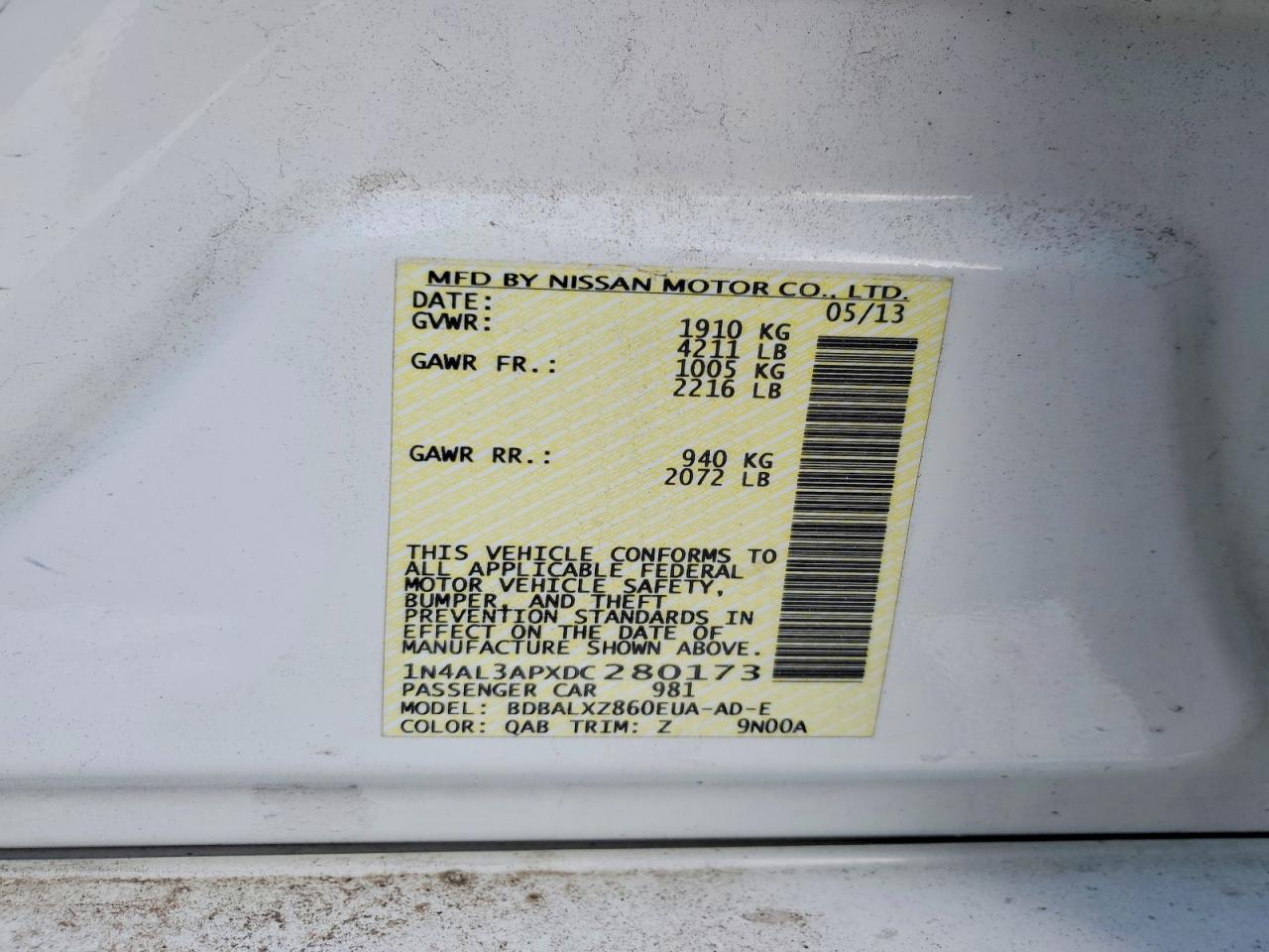 2013 NISSAN ALTIMA 2.5 photo 12