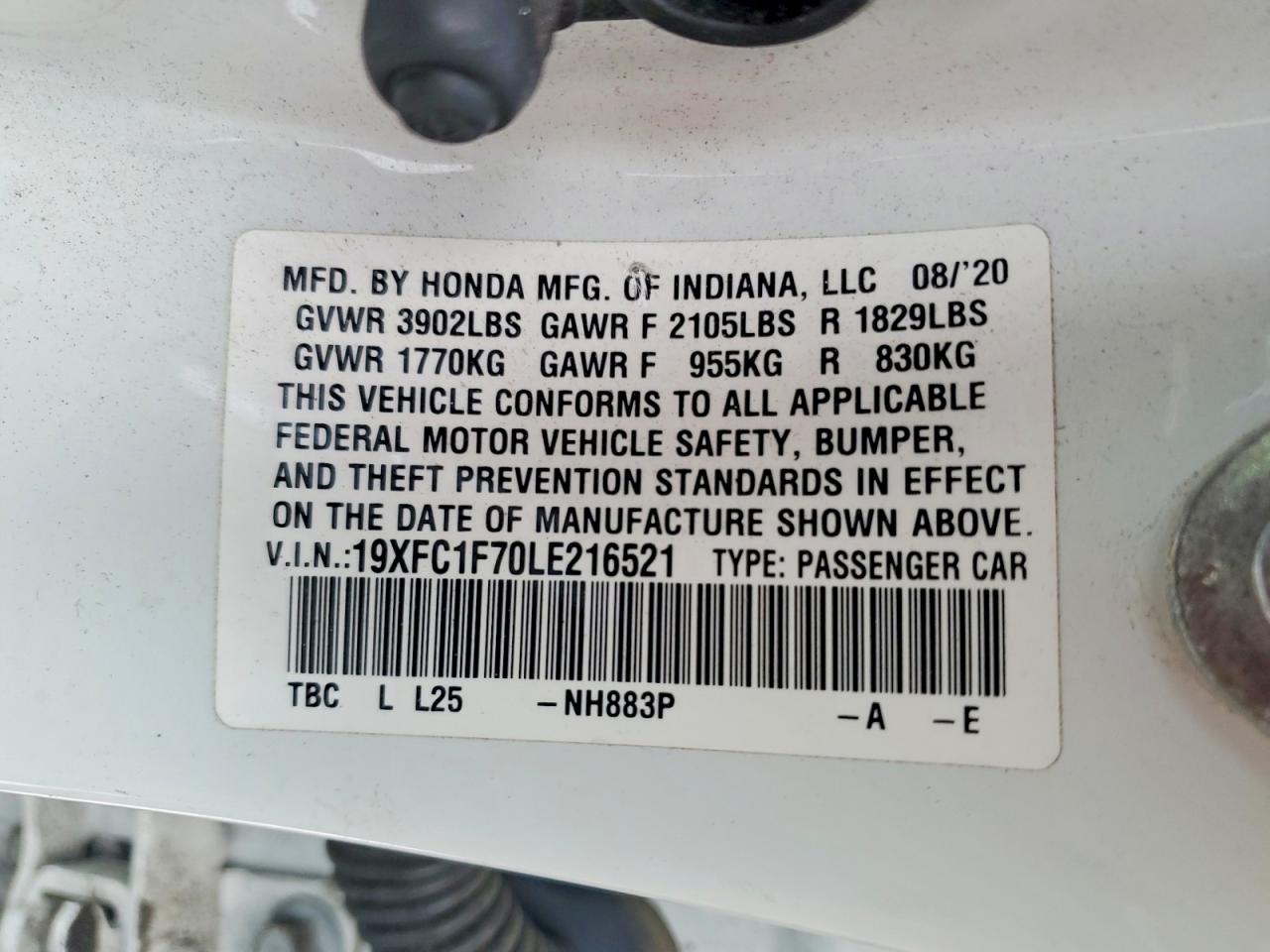 2020 HONDA CIVIC EXL photo 13