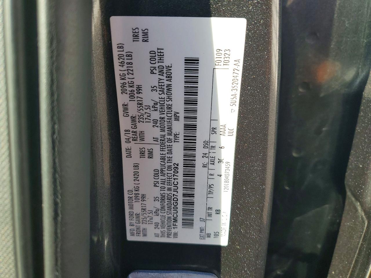 2018 FORD ESCAPE SE photo 13