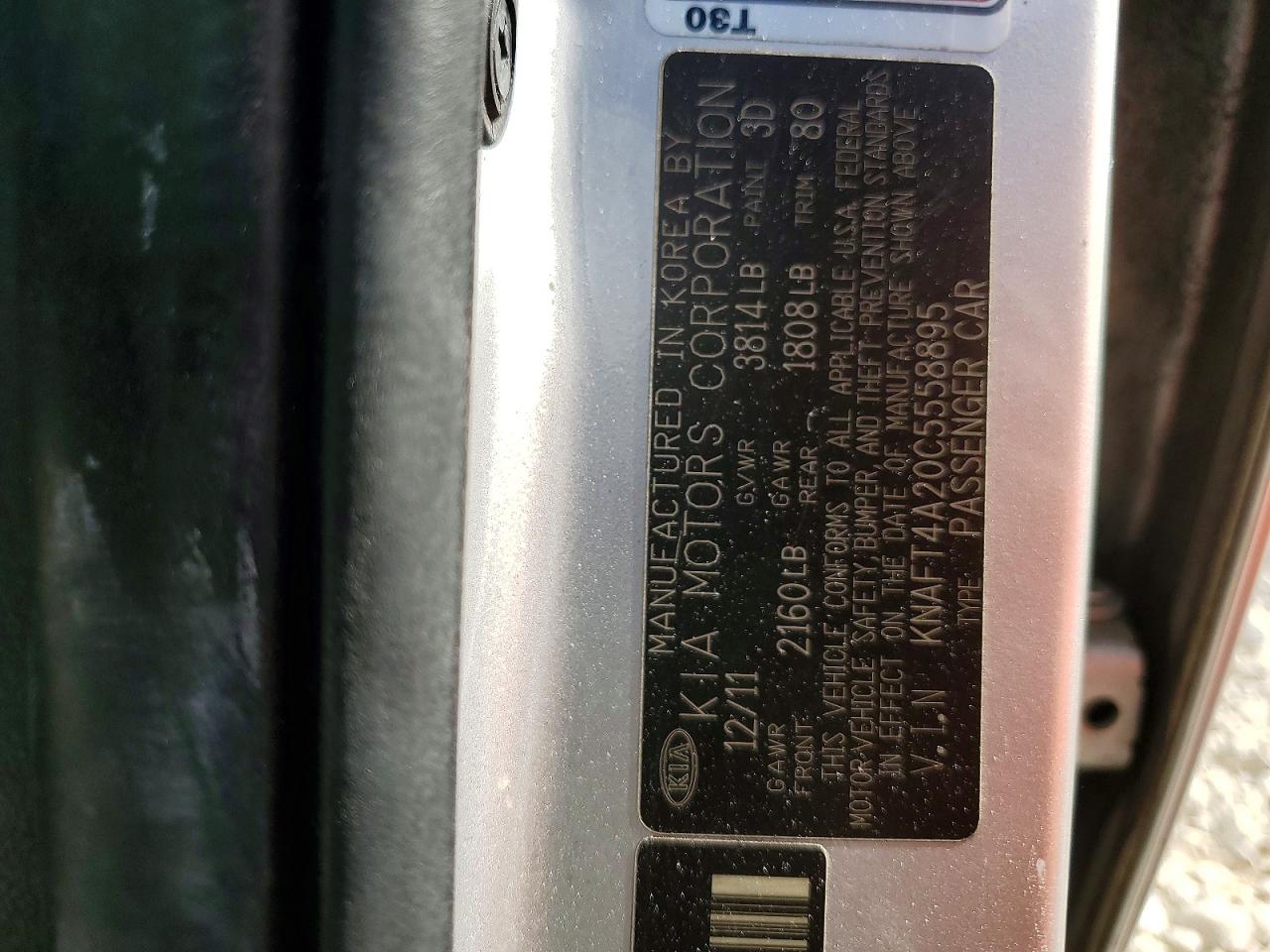 2012 KIA FORTE LX photo 12