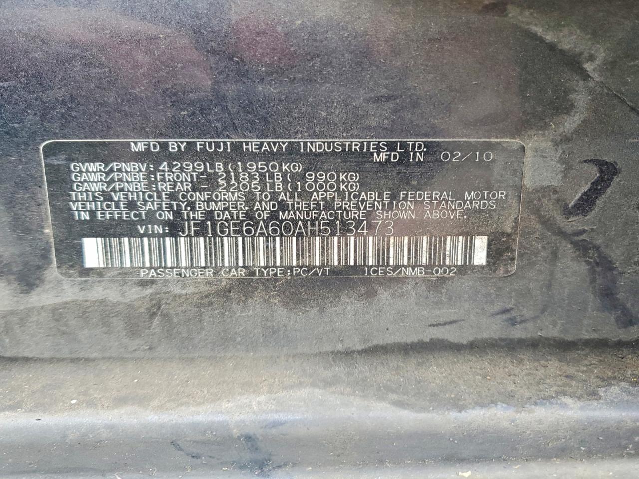 2010 SUBARU IMPREZA 2.5I photo 12