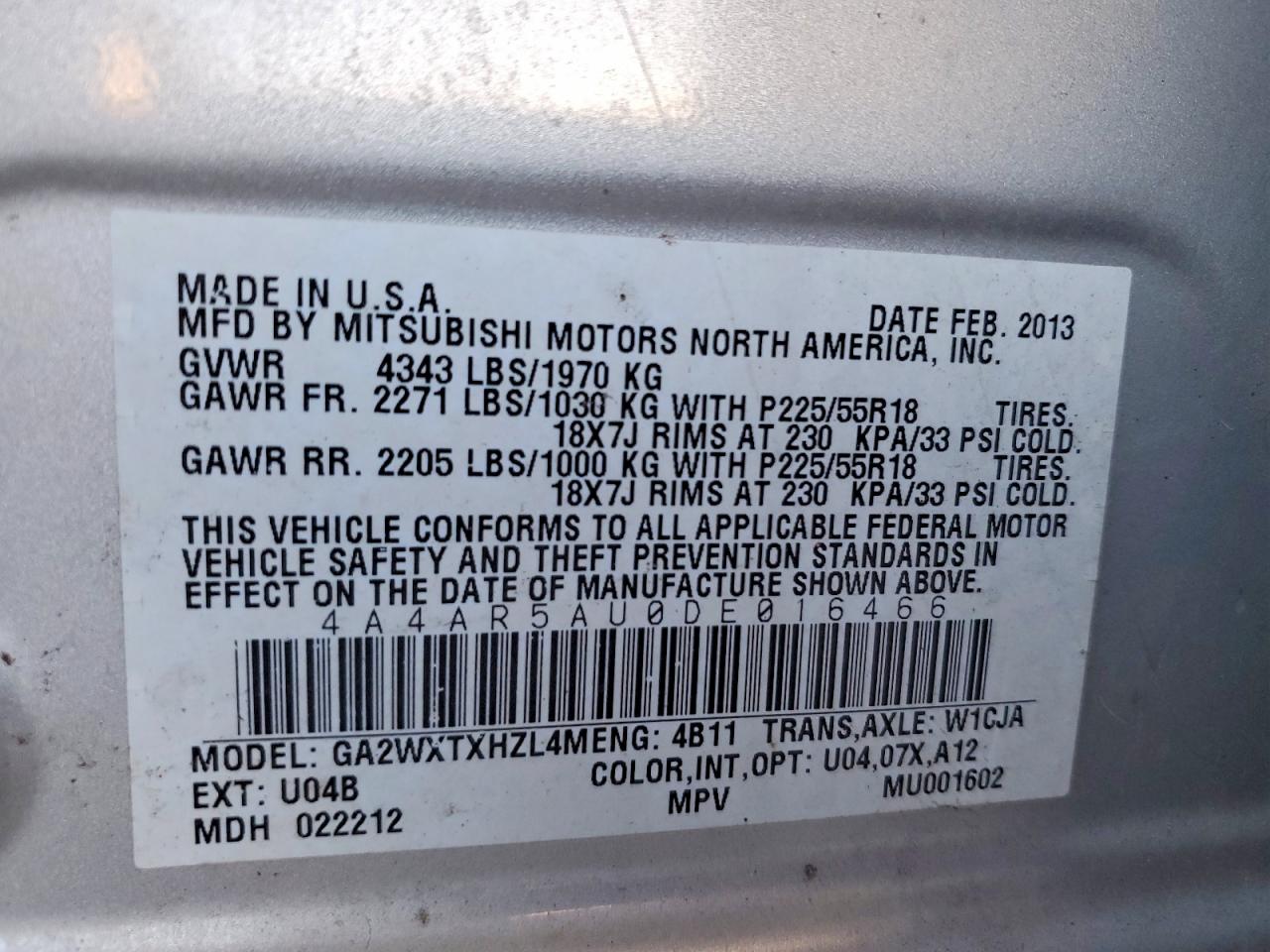 2013 MITSUBISHI OUTLANDER SPORT LE photo 13