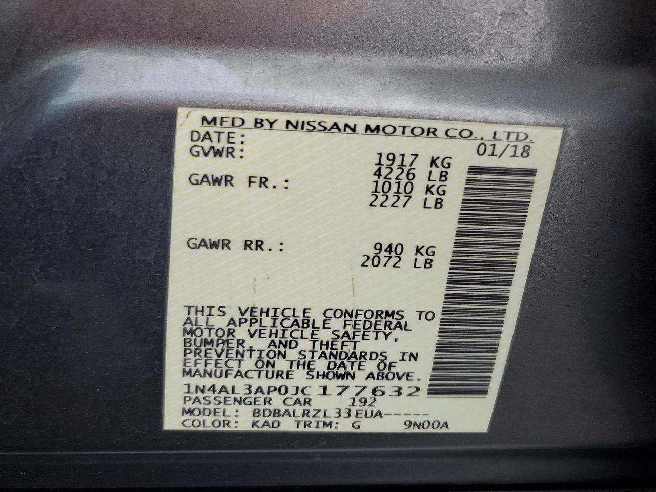 2018 NISSAN ALTIMA 2.5 photo 13