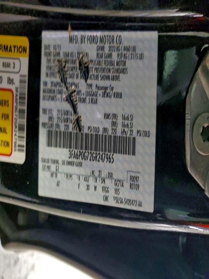 2016 FORD FUSION S photo 12