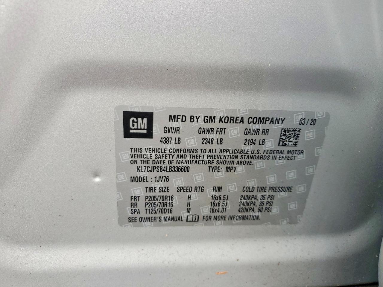 2020 CHEVROLET TRAX 1LT photo 13