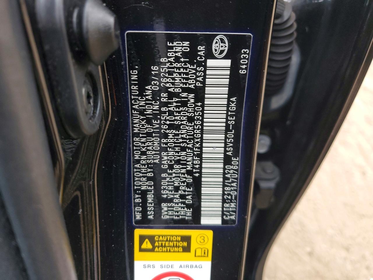 2016 TOYOTA CAMRY LE photo 13